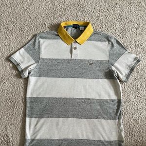 Men’s Large Paul Smith Striped Polo Grey/Cream/Ylw